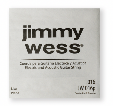 PAQUETE DE CUERDA JIMMY WESS PARA GUITARRA ACUSTICA O ELECTRICA, 2A. ACERO, 0.016 N