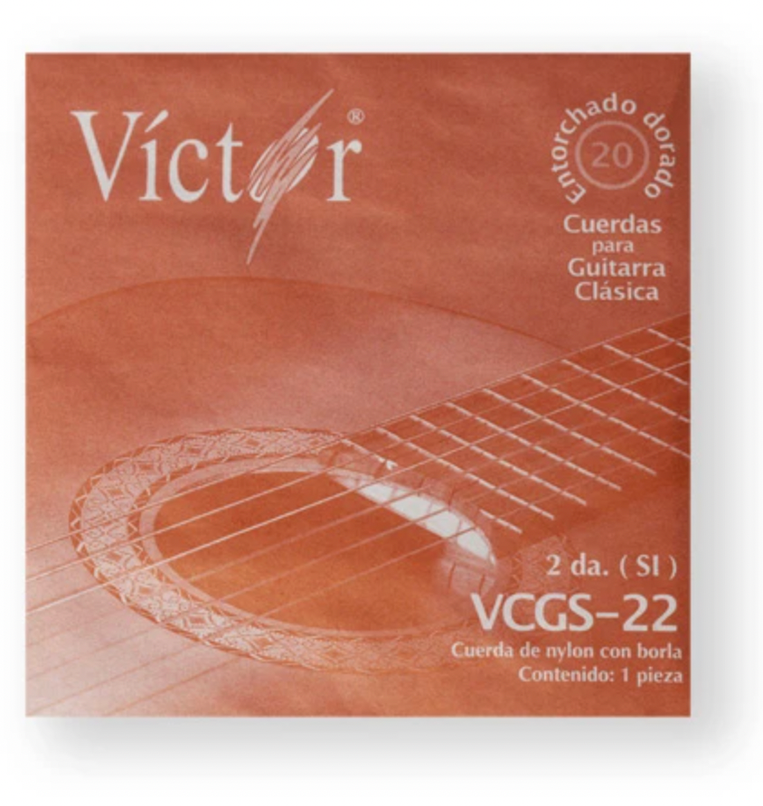 PAQUETE DE 6 CUERDAS PARA GUITARRA CLAS VICTOR NYLON NEGRO 2DA N