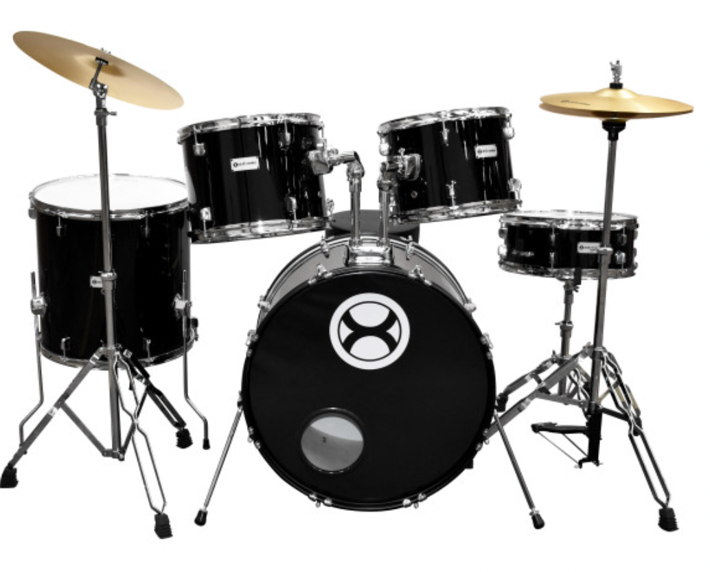 BATERIA PROFESIONAL NEGRO 5 PIEZAS ARO COLOR CROMO EXTREME | EXBT063 N