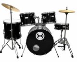 BATERIA PROFESIONAL NEGRO 5 PIEZAS ARO COLOR CROMO EXTREME.