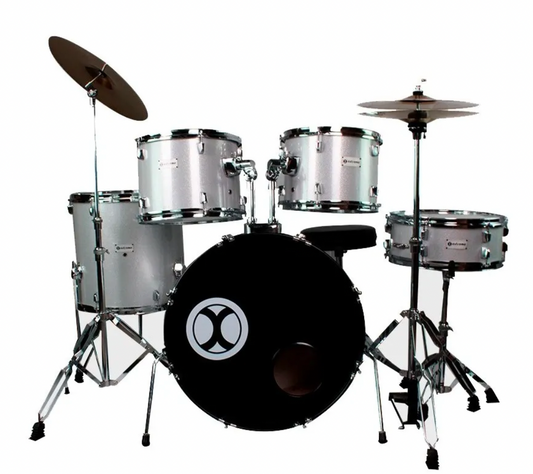 BATERIA PROFESIONAL PLATA SPARKLE 5 PIEZAS ARO COLOR CROMO EXTREME | EXBT071 N