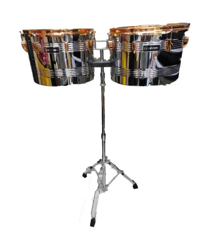 Timbales Extreme Vaso Largo 14" X 10" y 15" X 10" Aro y Lugs Cobrizados N