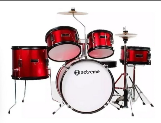 BATERIA JUNIOR 5 PIEZAS ROJA ARO NEGRO EXTREME | EXBT024 N
