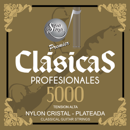 Jgo. de Cuerdas Sonatina 5000 Nylon Cristal Entorchado Plateado Tension Alta N