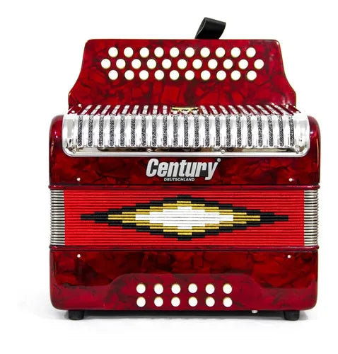 ACORDEON BOTONES SOL ROJO PARRILLA METAL 3012 CENTURY C3012RP