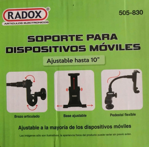 SOPORTE PARA CELULAR O TABLET HASTA 10" RADOX