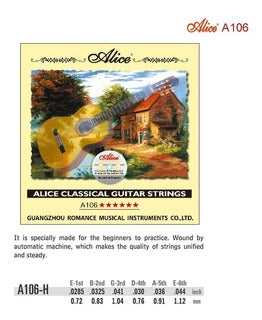 Juego de Cuerdas P/guit Clasica Nylon-plata T/alta Alice | Ac106h N