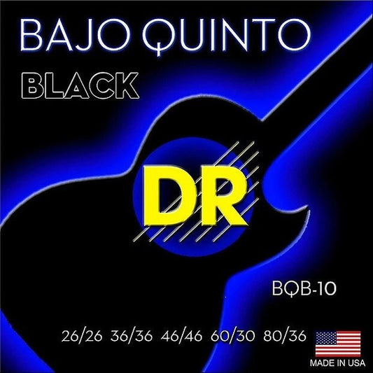 JUEGO DE CUERDAS PARA BAJO QUINTO ACERO INOXIDABLE BLACK (NEGRAS) DR