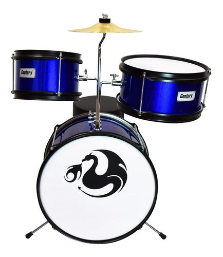 BATERIA KINDER 3 PIEZAS CON BANCO Y PEDAL CENTURY AZUL CNBT054 N
