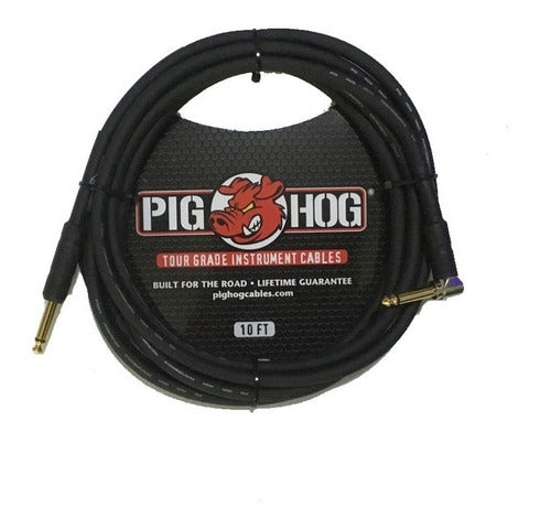 Cable para Instrumento 3.05mt 1/4-1/4 Angulo Recto 8mm Pig Hog