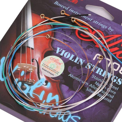 Juego de Cuerdas P/violin 4/4 Acero Entrorchado Plata Alice A708 N