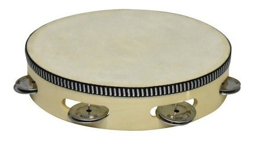 PANDERO DE MADERA 25cm/10" C/PARCHE COPACABANA 1 HILERA RIN N