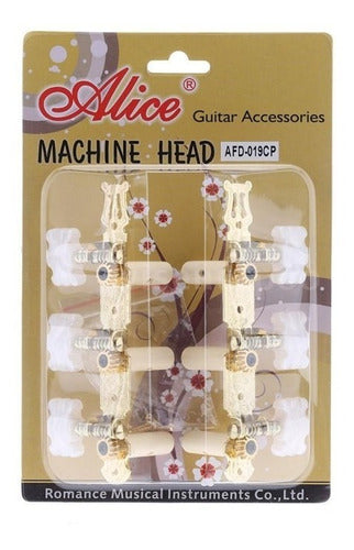 Maquinaria P/guitarra Clasica Dorada Lira Clavija Flor Alice ⌘ Afd-019c N