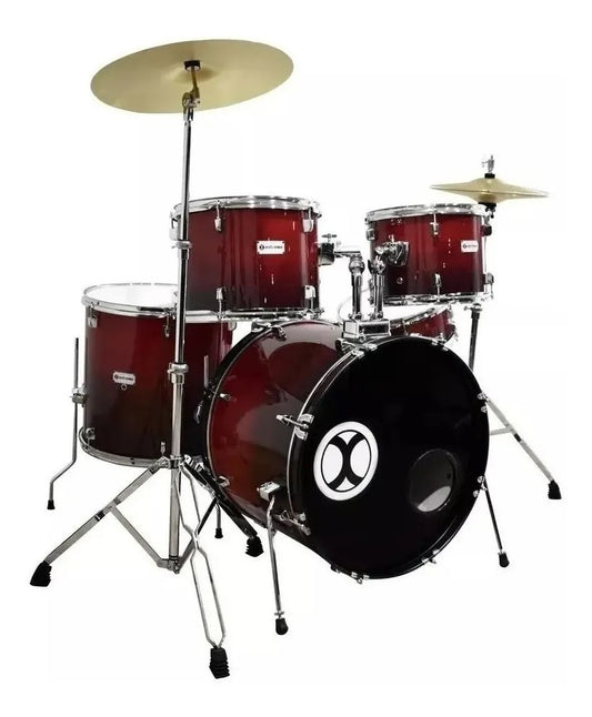 BATERIA EXTREME PROFESIONAL COLOR CAOBA ARO CROMO 5 PIEZAS | EXBT075 N