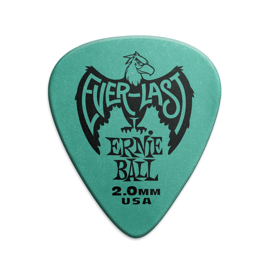 PUAS PARA GUITARRA ERNIE BALL EVERLAST NYLON 2.0 mm VERDE PAQUETE DE 12 PZAS 9196