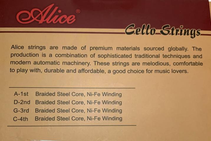 JUEGO DE CUERDAS PARA CELLO ALICE NICKEL-CROMO