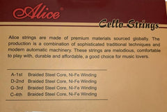 JUEGO DE CUERDAS PARA CELLO ALICE NICKEL-CROMO