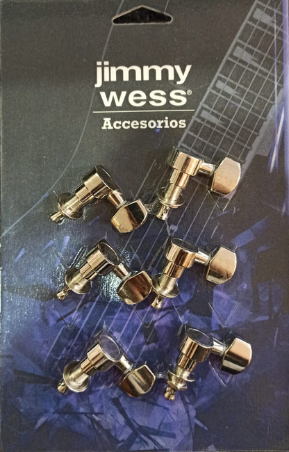 Maquinaria Jimmy Wess para Guitarra Electrica 6 en Linea Niquelada (perno y Bot.met