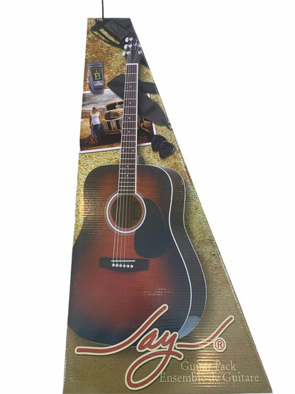 Paquete Guitarra Acustica Jay Turser Roja Funda-puas-afinador