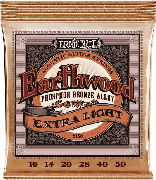 ENCORDADURA ERNIE BALL "EXTRA SLINKY" PARA GUIT. ACUSTICA ,10-,50 FOSFORO B, 2150 N