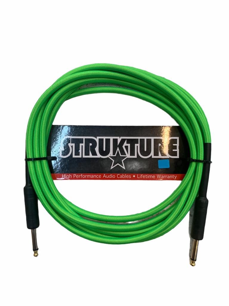 CABLE PARA INSTRUMENTO TEXTIL VERDE NEON 3.05MTS 1/4¨-1/4¨ N
