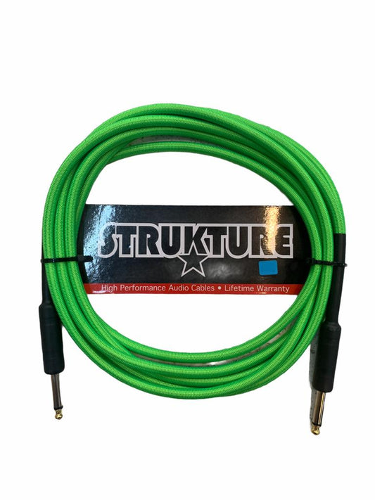 CABLE PARA INSTRUMENTO TEXTIL VERDE NEON 3.05MTS 1/4¨-1/4¨ N