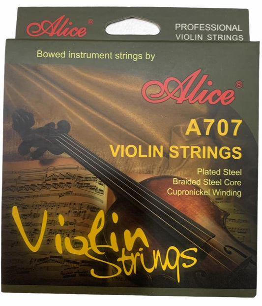 JUEGO DE CUERDAS P/VIOLIN 4/4 ACERO‐ ENTORCHADO PLATA ALICE A707 N