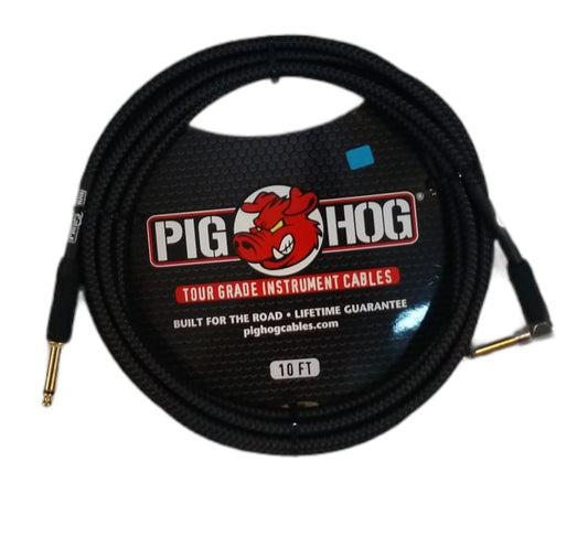 CABLE PARA INSTRUMENTO 3M PLUG 1/4 ANGULO - 1/4 NEGRO BLACK WREN PIG HOG