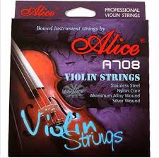 Juego de Cuerdas P/violin 4/4 Acero Entrorchado Plata Alice A708 N