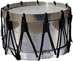 TAMBOR BANDA DE GUERRA REGLAMENTARIO AROS DE ALUMINIO PARCHE SINTÉTICO ACERO INOXIDABLE 15" N
