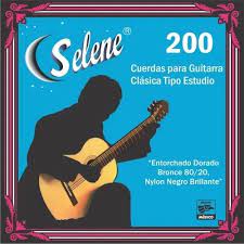 ENCORDADURA PARA GUITARRA CLASICA NYLON NEGRO ENTORCHADO DORADOS/ SIN BORLA SELENE 200 N