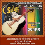 JUEGO DE CUERDA PARA GUITARRON SELENE NYLON ROJO-FOSFORO BRONZE MOD 304FR N