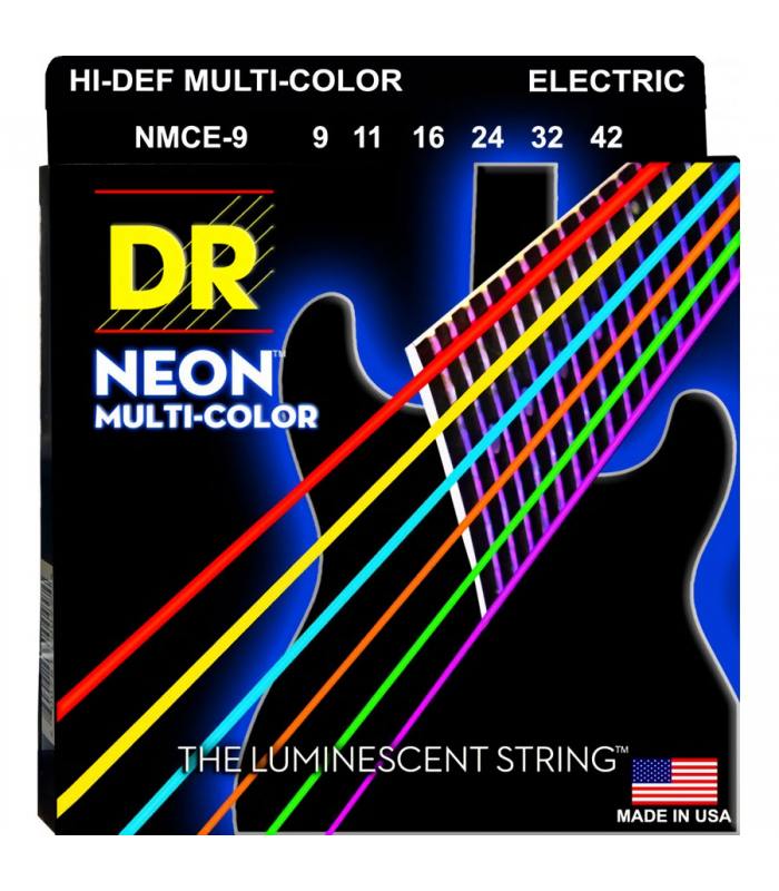 JUEGO DE CUERDAS PARA GUITARRA ELECTRICA LIGHT 9/42 HI-DEF MULTICOLOR DR