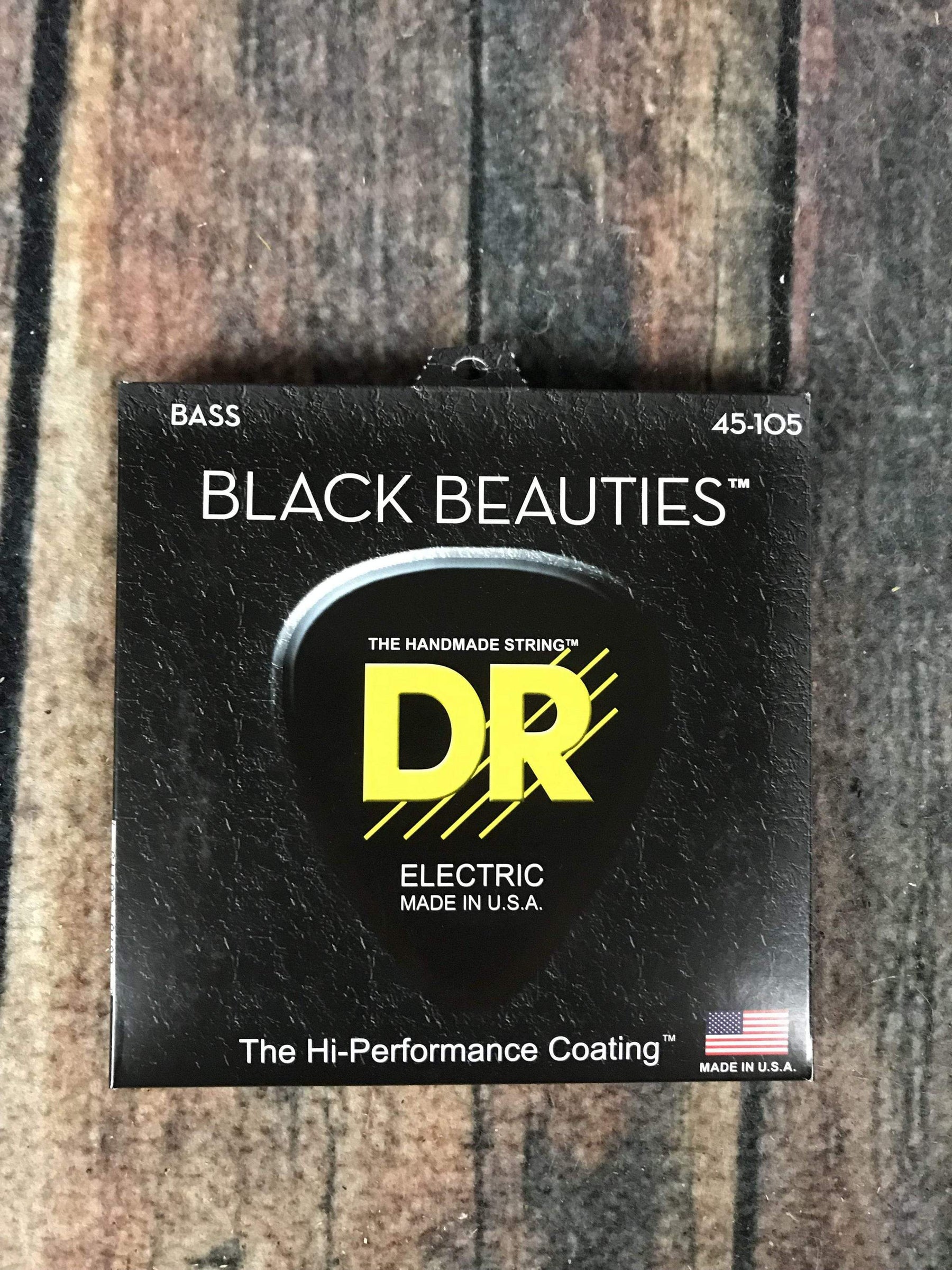 JUEGO DE CUERDAS DR PARA BAJO ELÉCTRICO 4 CDAS BLACK BEAUTIES NEGRAS BKB-45