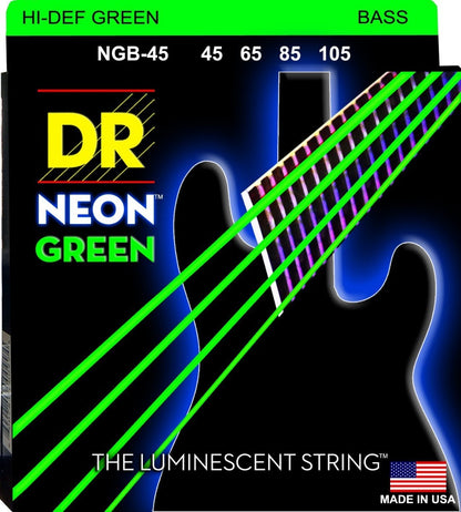 Juego de Cuerdas DR Bajo Eléctrico 4 Cuerdas Neon Verde NGB-45