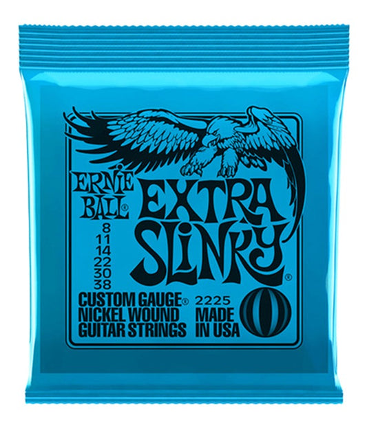 ENCORDADURA GUITARRA ELECTRICA ERNIE BALL EXTRASLINKY AZUL .08-.38 2225 N